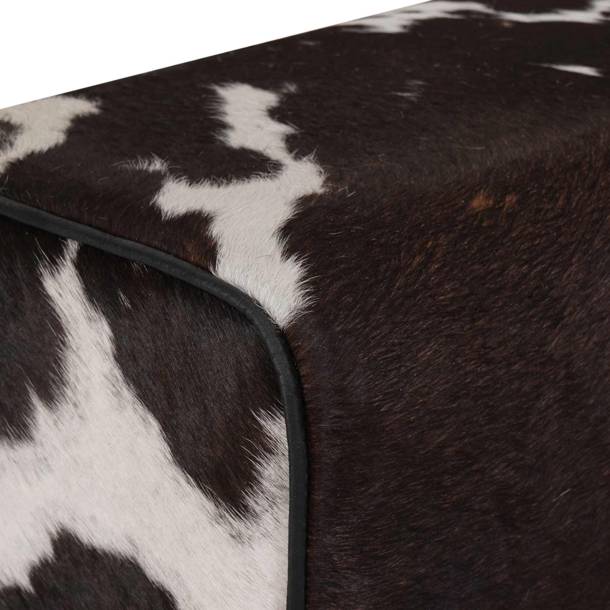 Bench 40 x 30 x 45 cm Real Leather Black and White
