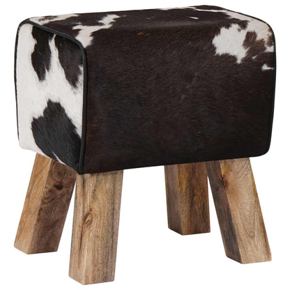 Bench 40 x 30 x 45 cm Real Leather Black and White