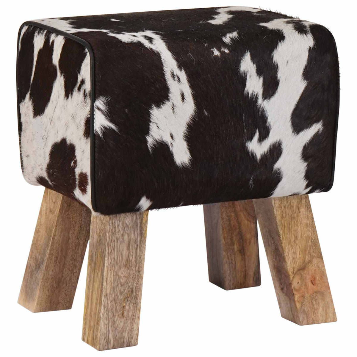 Bench 40 x 30 x 45 cm Real Leather Black and White