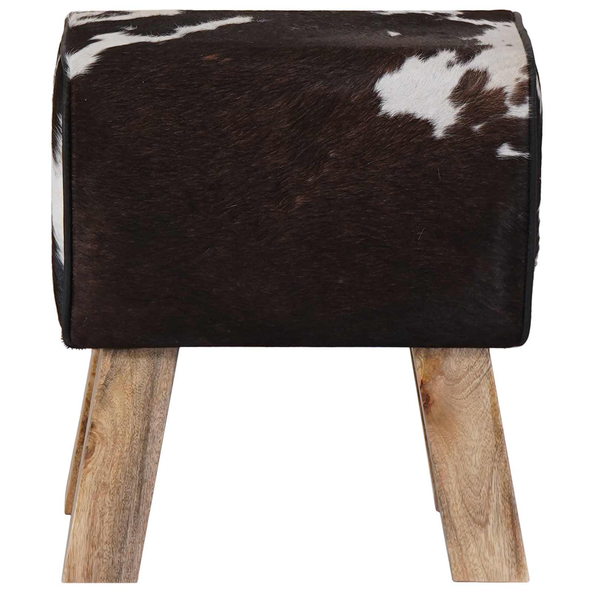 Bench 40 x 30 x 45 cm Real Leather Black and White