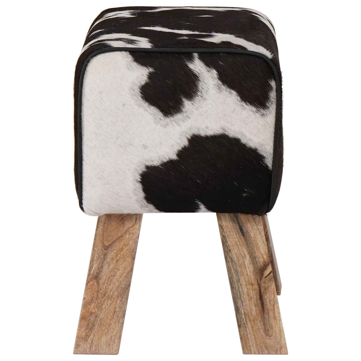 Bench 40 x 30 x 45 cm Real Leather Black and White