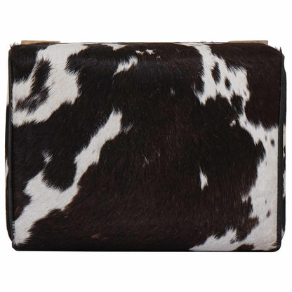 Bench 40 x 30 x 45 cm Real Leather Black and White