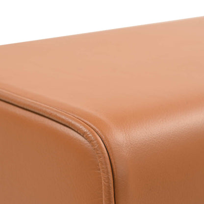 Bench 60 x 30 x 45 cm Real Leather Brown