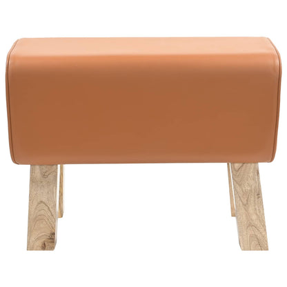 Bench 60 x 30 x 45 cm Real Leather Brown