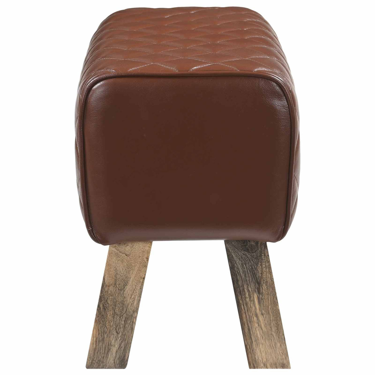 Bench 60 x 30 x 45 cm Real Leather Brown Diamond