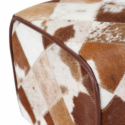 Bench 60 x 30 x 45 cm Real Leather Brown Patchwork