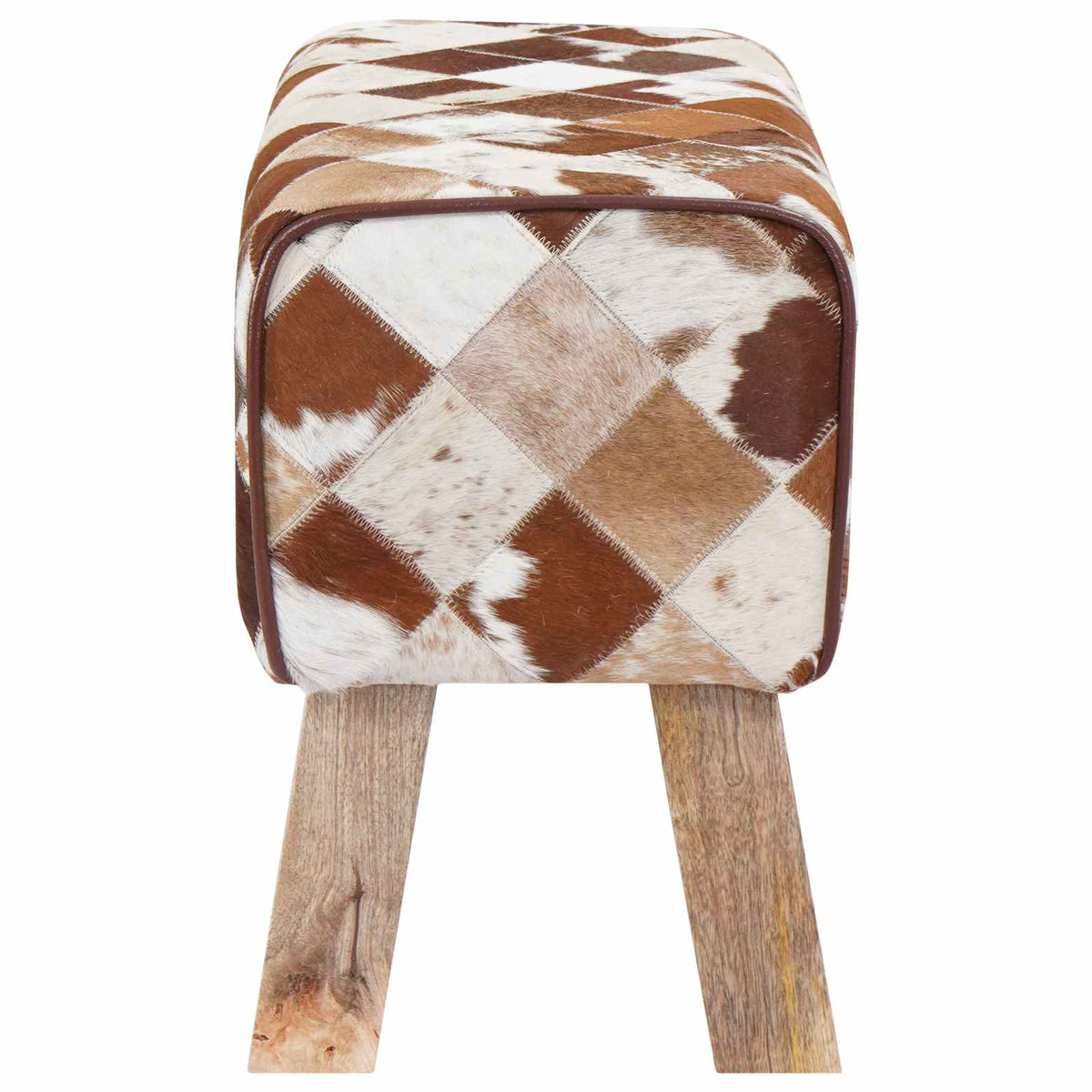 Bench 60 x 30 x 45 cm Real Leather Brown Patchwork