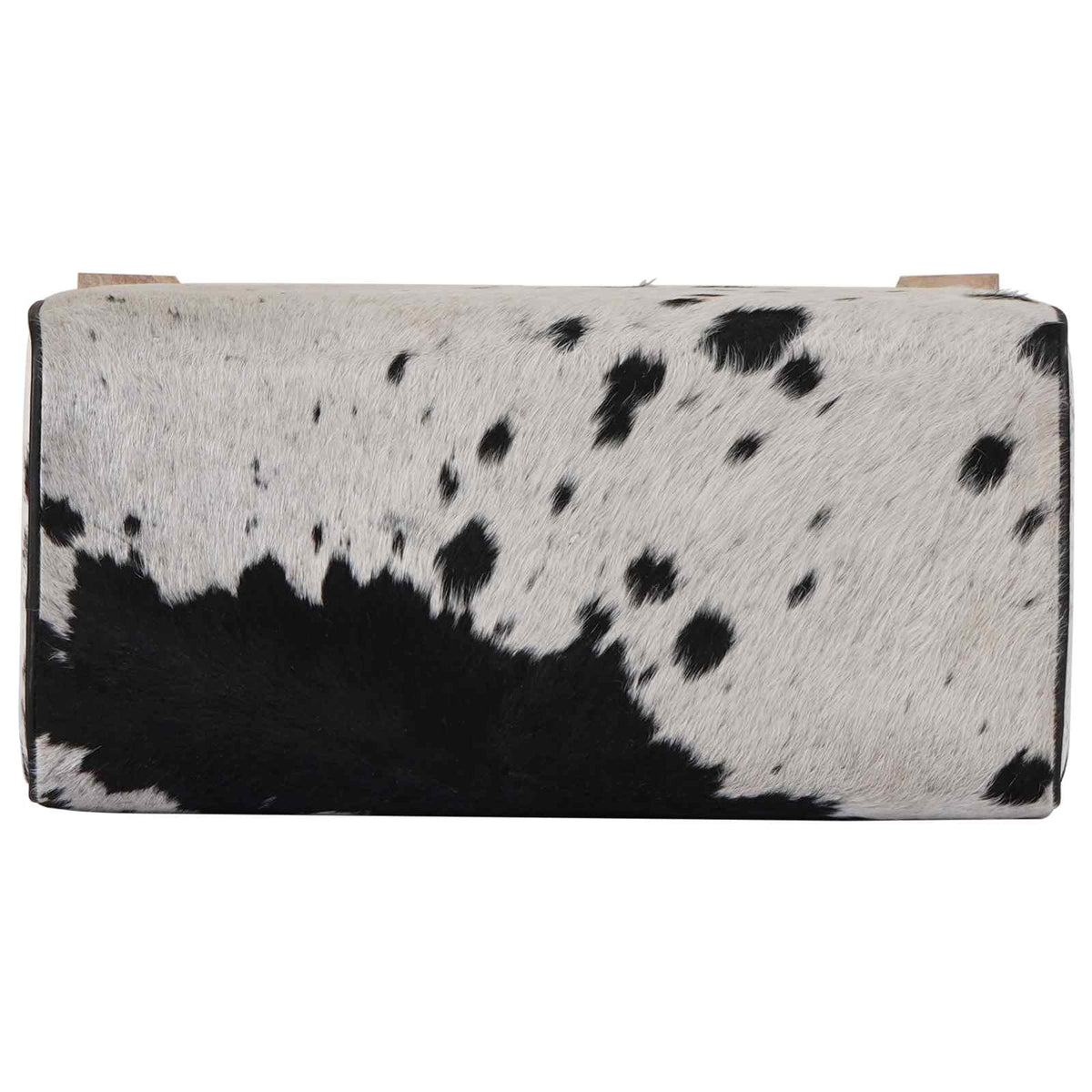 Bench 60 x 30 x 45 cm Real Leather Black and White