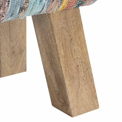 Bench 60 x 30 x 45 cm Real Leather Multicolour