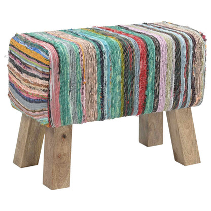 Bench 60 x 30 x 45 cm Real Leather Multicolour