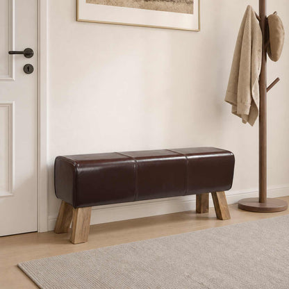 Bench 110 x 30 x 45 cm Real Leather Dark Brown