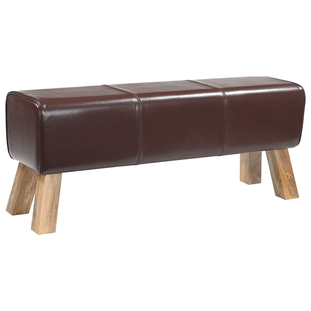 Bench 110 x 30 x 45 cm Real Leather Dark Brown