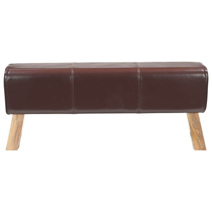 Bench 110 x 30 x 45 cm Real Leather Dark Brown