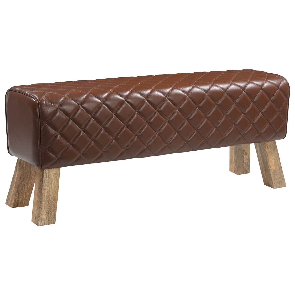 Bench 110 x 30 x 45 cm Real Leather Brown Diamond