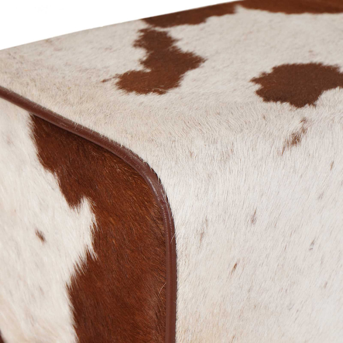 Bench 110 x 30 x 45 cm Real Leather Brown and White