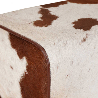 Bench 110 x 30 x 45 cm Real Leather Brown and White