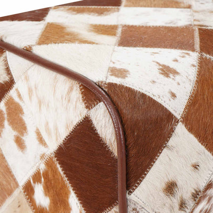 Bench 110 x 30 x 45 cm Real Leather Brown Patchwork