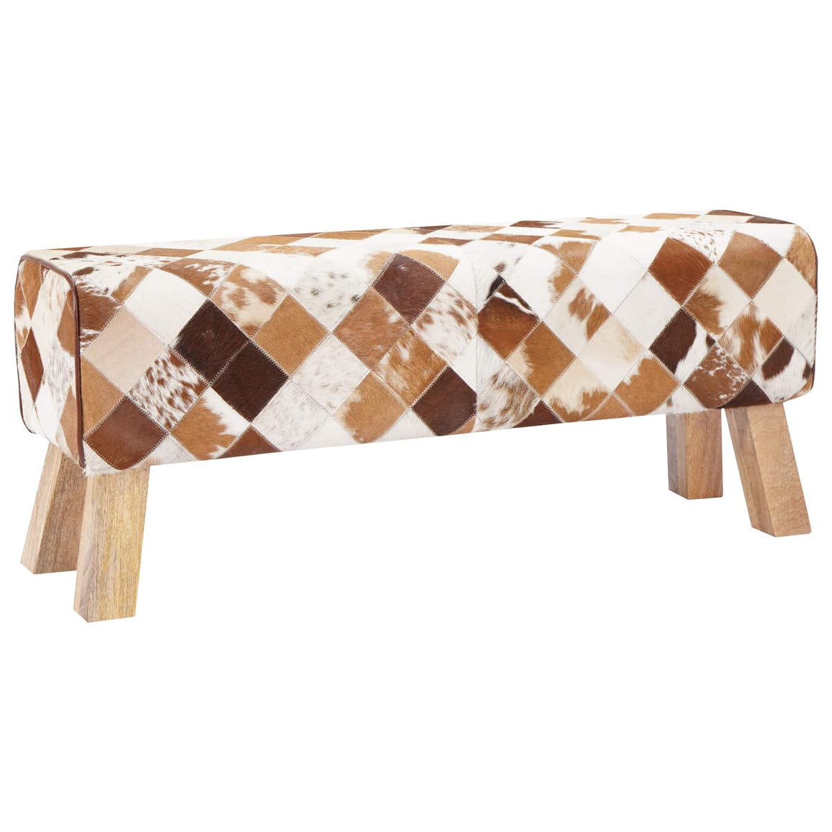 Bench 110 x 30 x 45 cm Real Leather Brown Patchwork