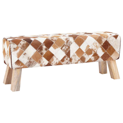 Bench 110 x 30 x 45 cm Real Leather Brown Patchwork