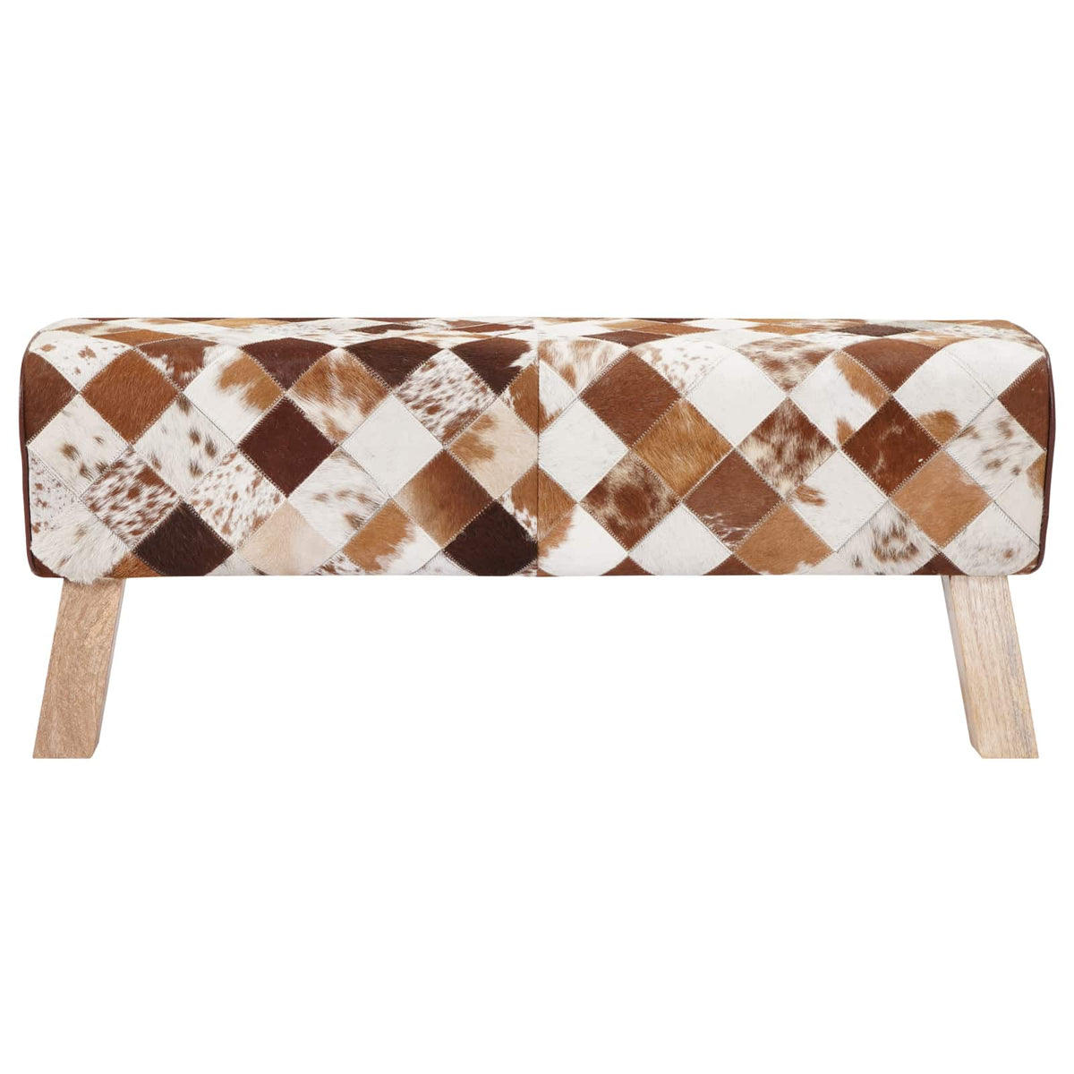 Bench 110 x 30 x 45 cm Real Leather Brown Patchwork