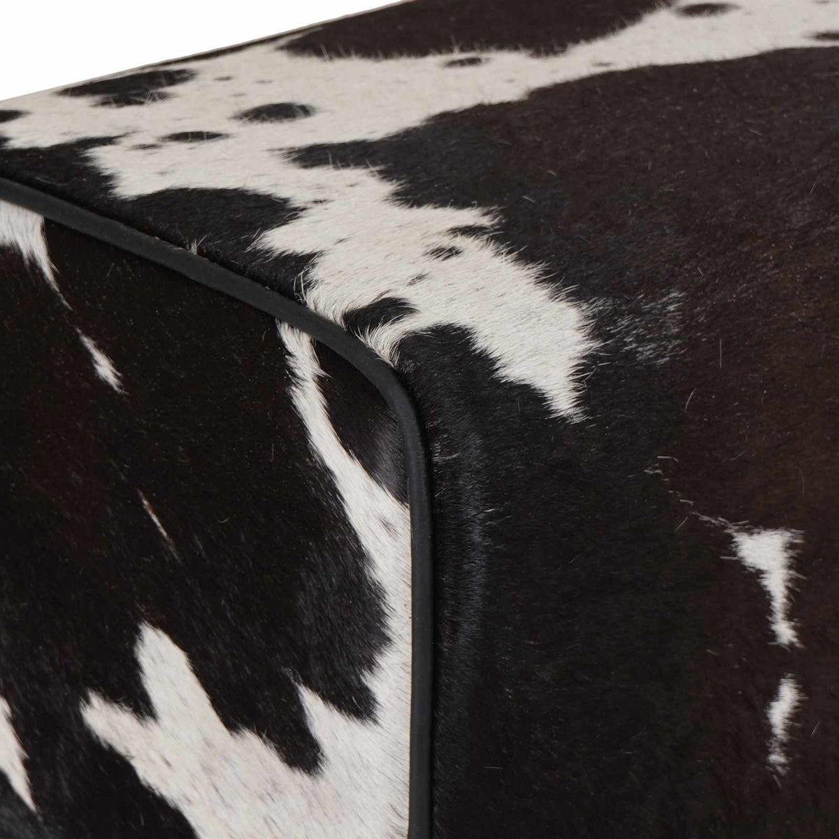 Bench 110 x 30 x 45 cm Real Leather Black and White