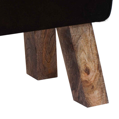Bench 110 x 30 x 45 cm Real Leather Black and White
