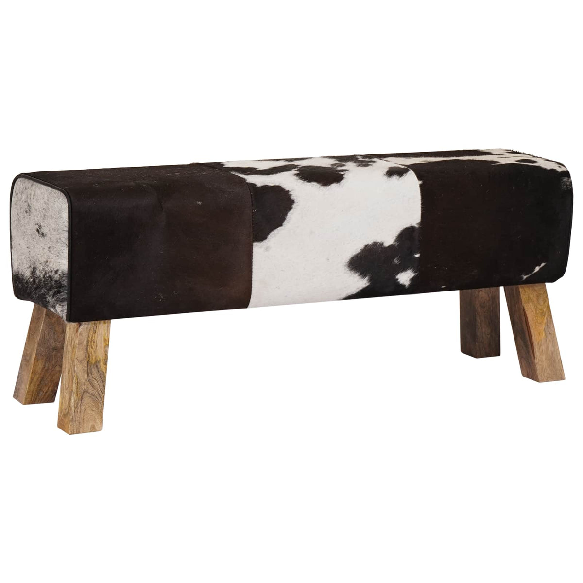 Bench 110 x 30 x 45 cm Real Leather Black and White