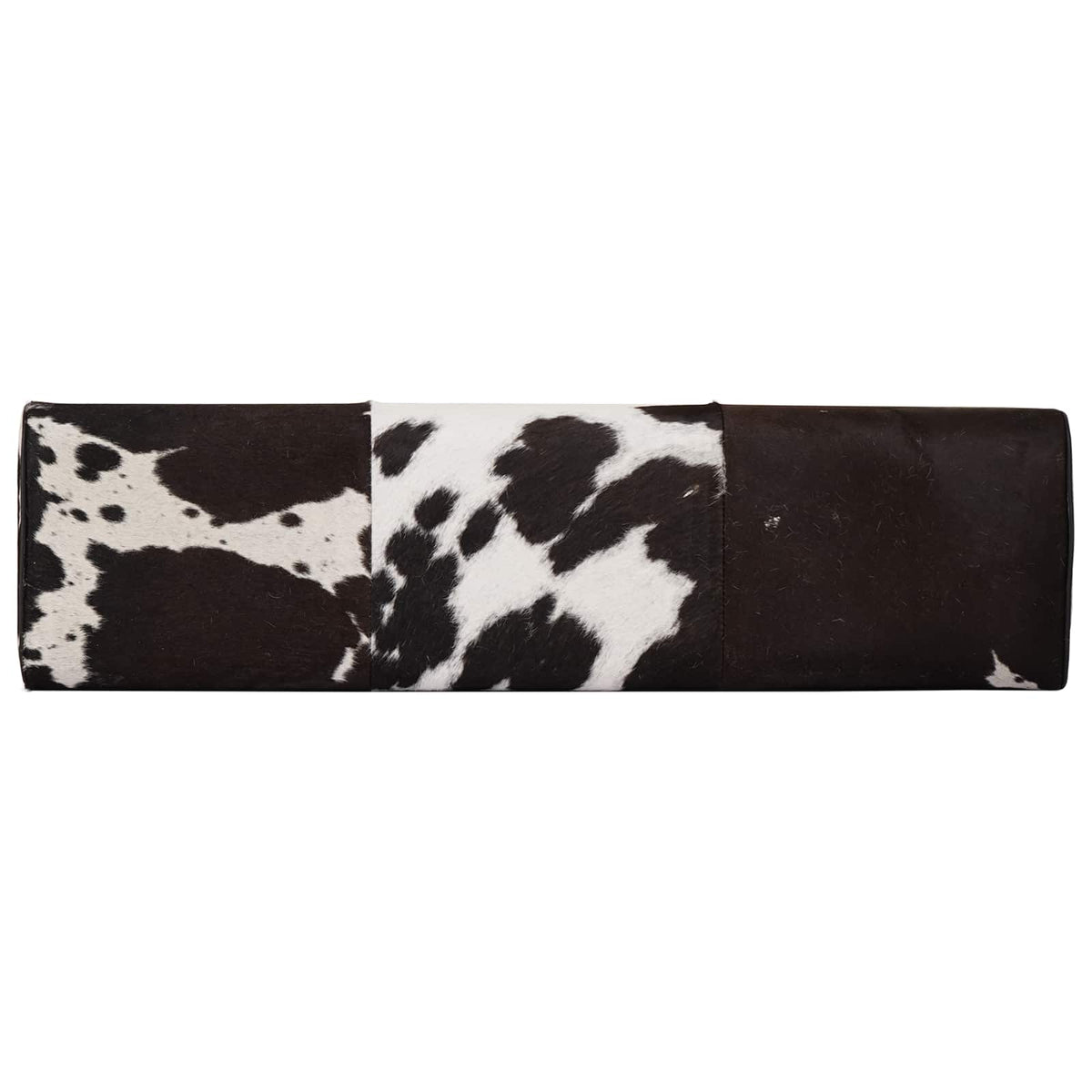 Bench 110 x 30 x 45 cm Real Leather Black and White