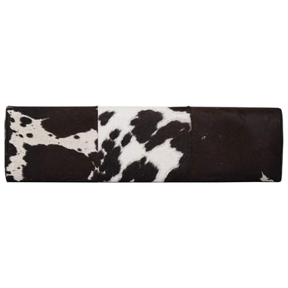 Bench 110 x 30 x 45 cm Real Leather Black and White