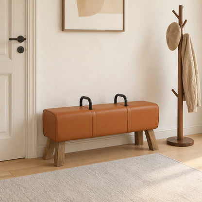 Bench Brown 110 x 30 x 45 cm Real Leather