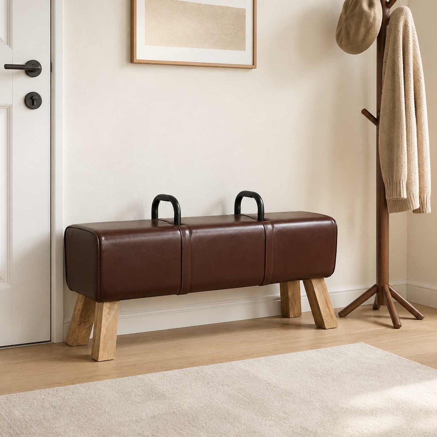 Bench Dark Brown 110 x 30 x 45 cm Real Leather