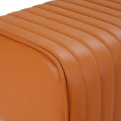 Bench 110 x 30 x 45 cm Real Leather Brown