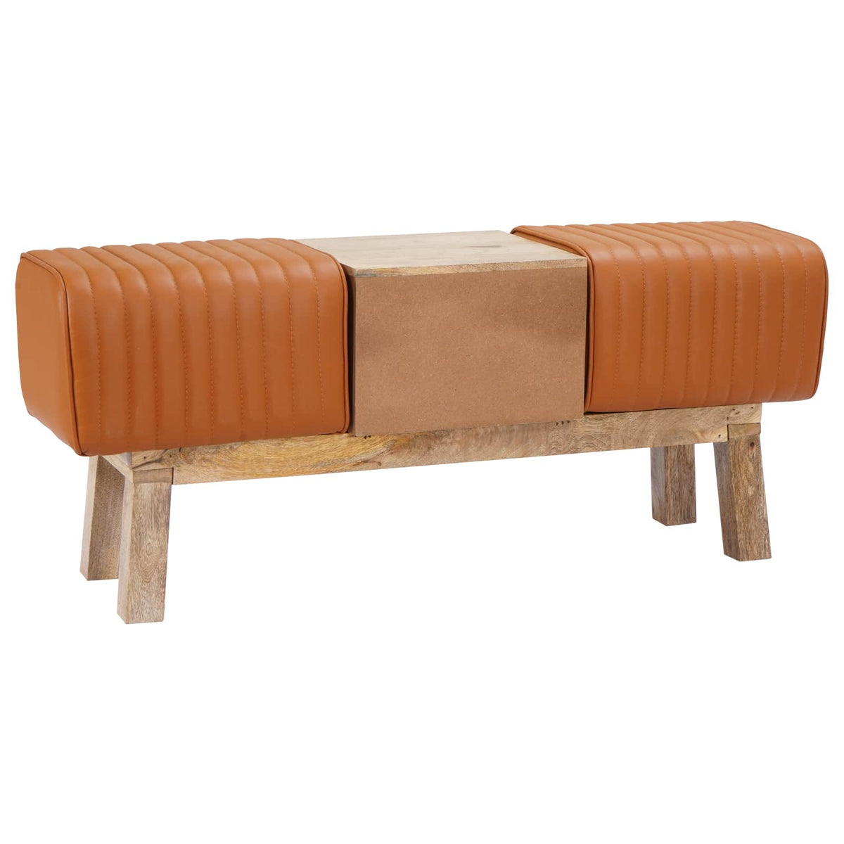 Bench 110 x 30 x 45 cm Real Leather Brown