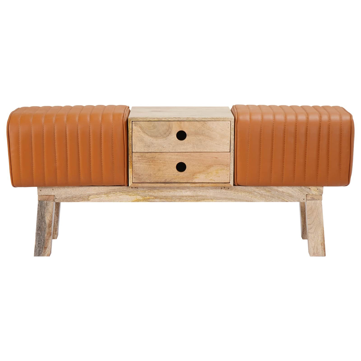 Bench 110 x 30 x 45 cm Real Leather Brown