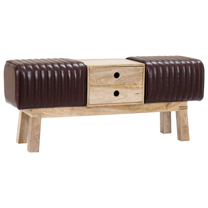 Bench 110 x 30 x 45 cm Real Leather Dark Brown