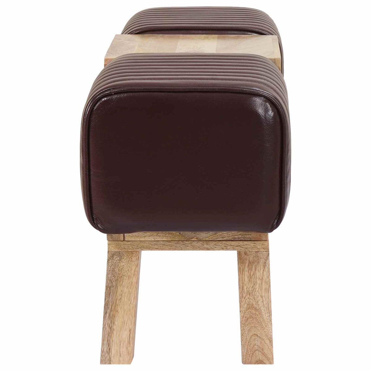 Bench 110 x 30 x 45 cm Real Leather Dark Brown