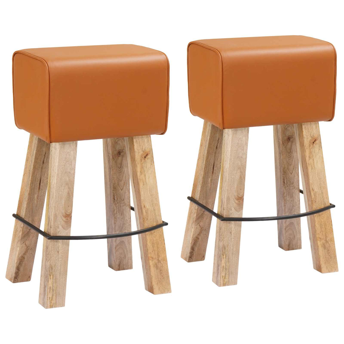 Bar Stool 2 pcs Brown 44 x 33 x 74 cm Real Leather