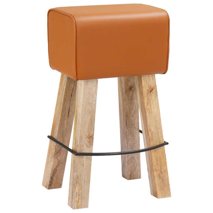 Bar Stool 2 pcs Brown 44 x 33 x 74 cm Real Leather