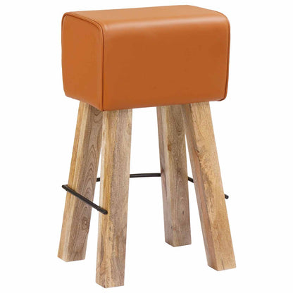 Bar Stool 2 pcs Brown 44 x 33 x 74 cm Real Leather