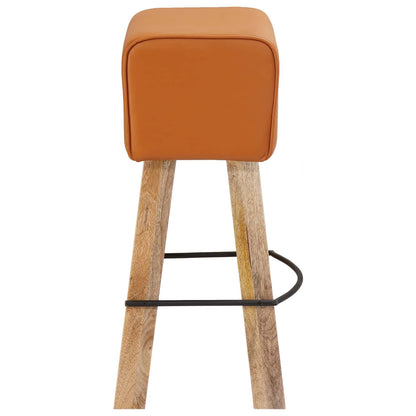 Bar Stool 2 pcs Brown 44 x 33 x 74 cm Real Leather