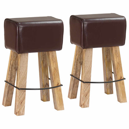 Bar Stool 2 pcs Dark Brown 44 x 33 x 74 cm Real Leather