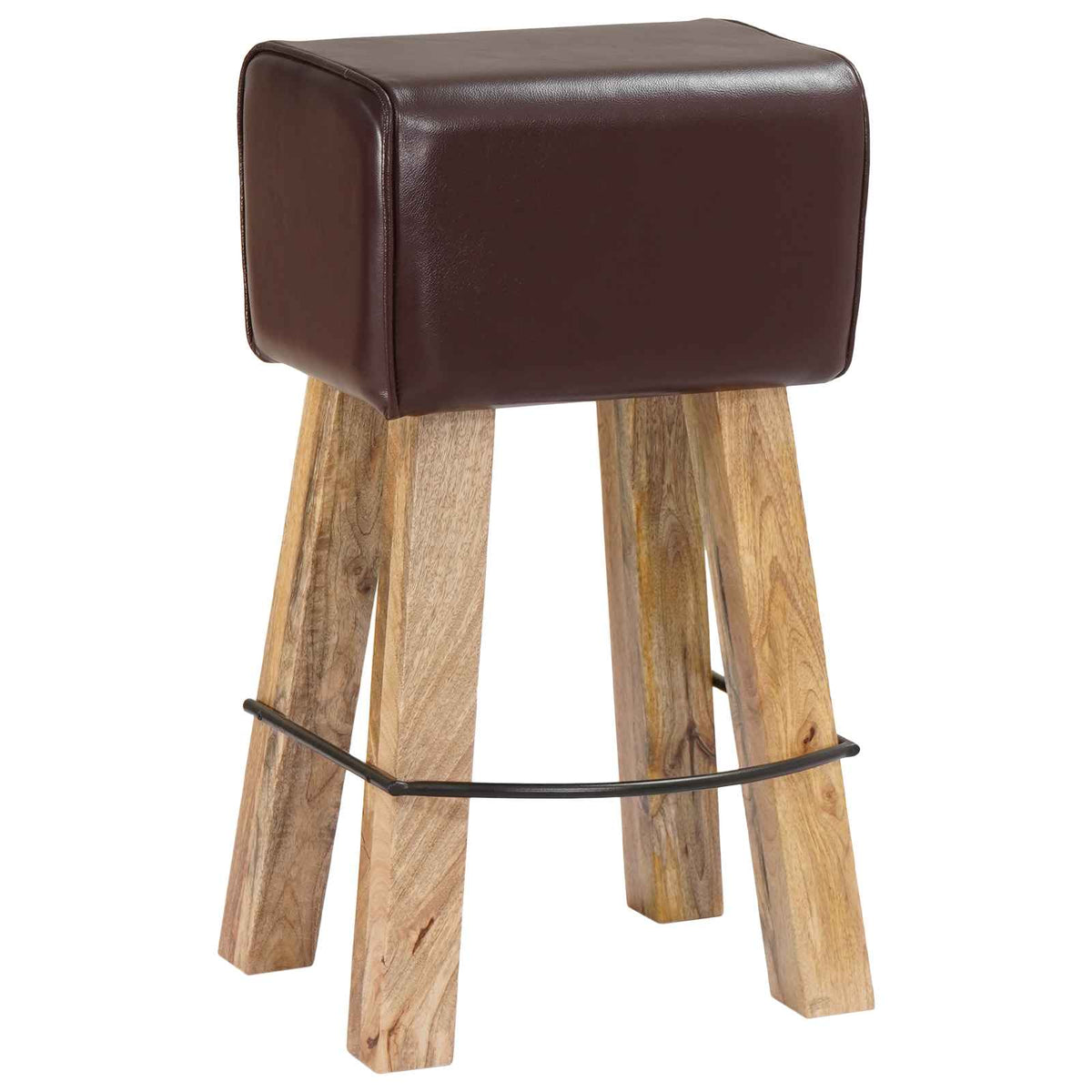 Bar Stool 2 pcs Dark Brown 44 x 33 x 74 cm Real Leather