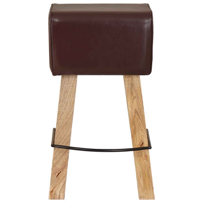 Bar Stool 2 pcs Dark Brown 44 x 33 x 74 cm Real Leather