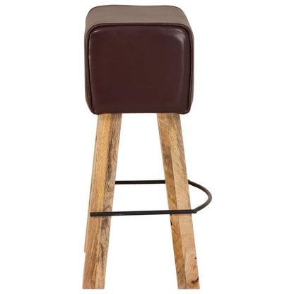 Bar Stool 2 pcs Dark Brown 44 x 33 x 74 cm Real Leather