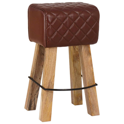 Bar Stool 2 pcs Brown Diamond 44 x 33 x 74 cm Real Leather