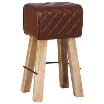 Bar Stool 2 pcs Brown Diamond 44 x 33 x 74 cm Real Leather