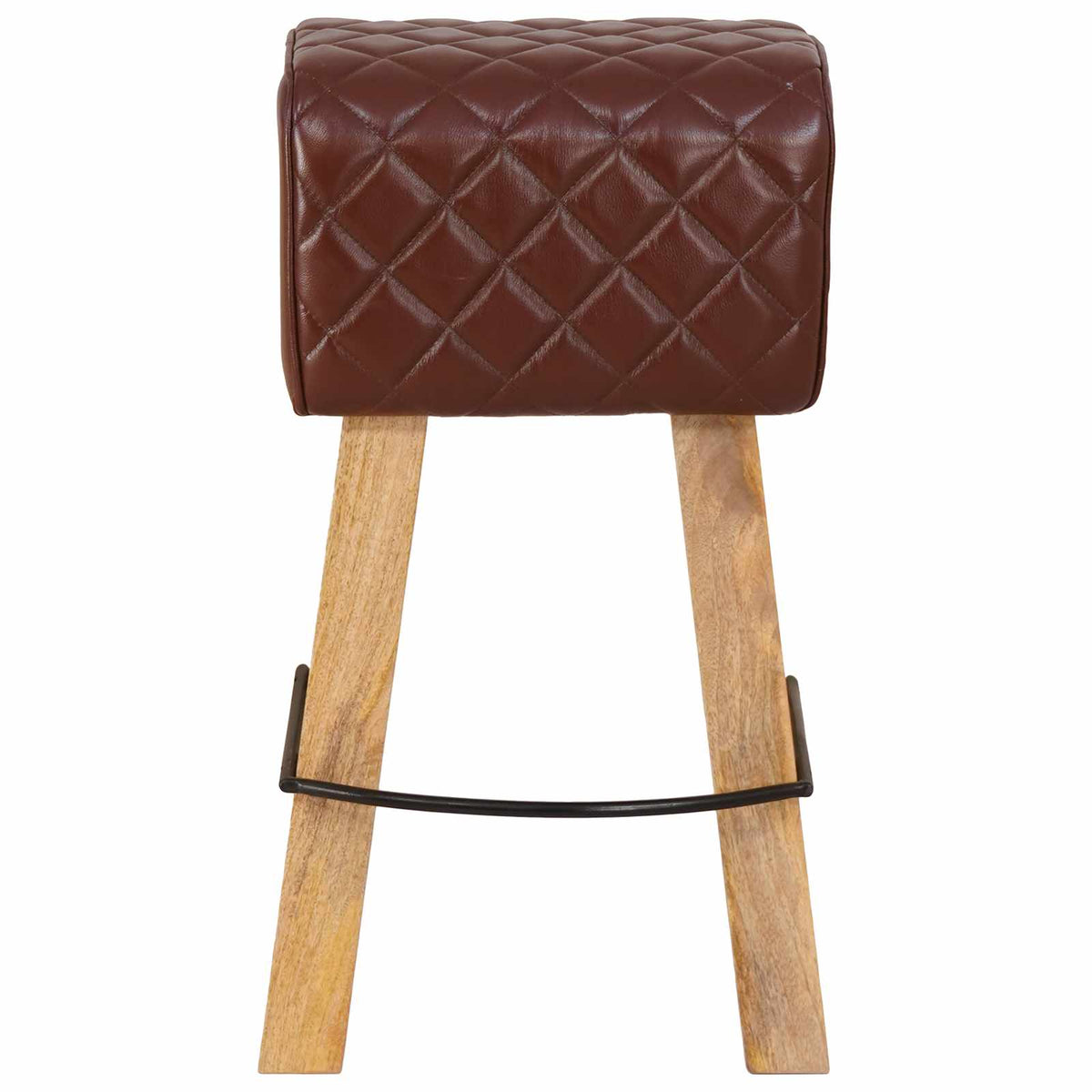Bar Stool 2 pcs Brown Diamond 44 x 33 x 74 cm Real Leather
