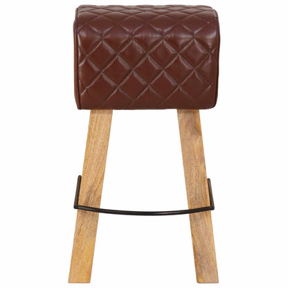 Bar Stool 2 pcs Brown Diamond 44 x 33 x 74 cm Real Leather