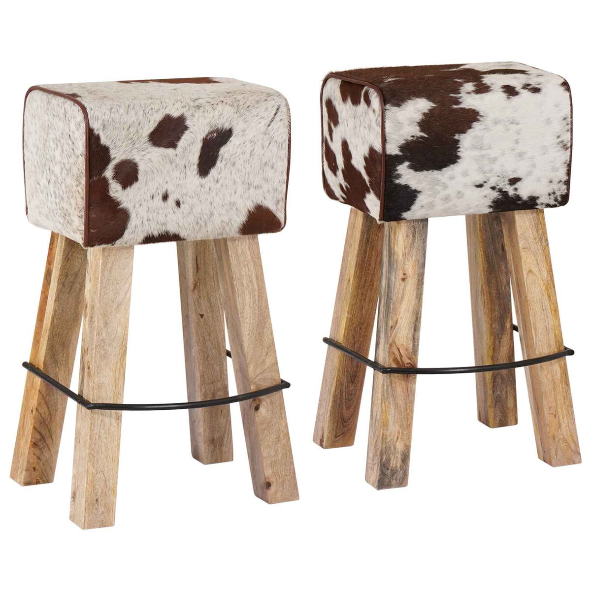 Bar Stool 2 pcs Brown and White 44 x 33 x 74 cm Real Leather