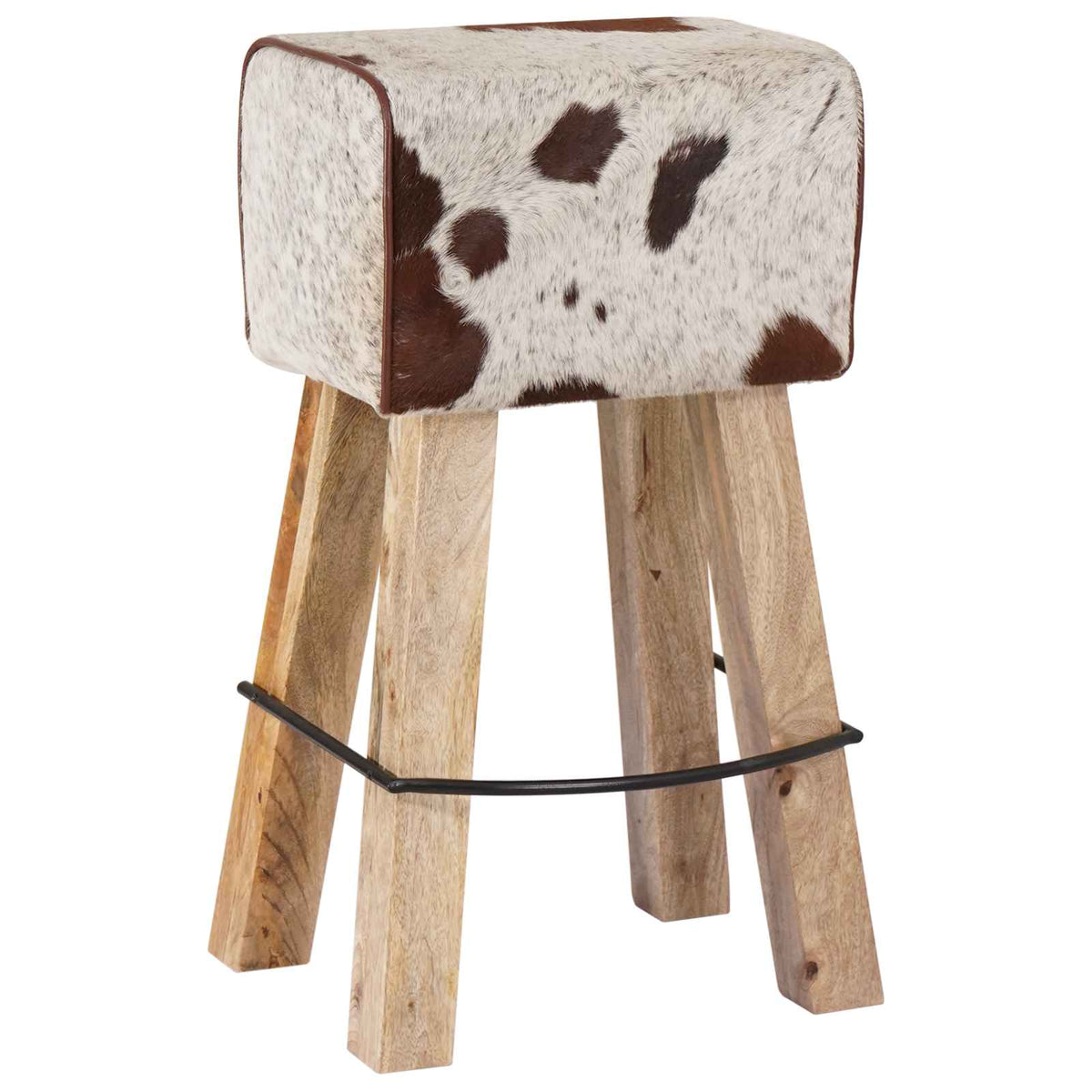 Bar Stool 2 pcs Brown and White 44 x 33 x 74 cm Real Leather